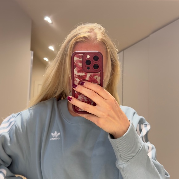 “Adidas Light Blue  New Hoodie - Size M, 100% Cotton, Oversized Fit for Small - Picture 3 of 5